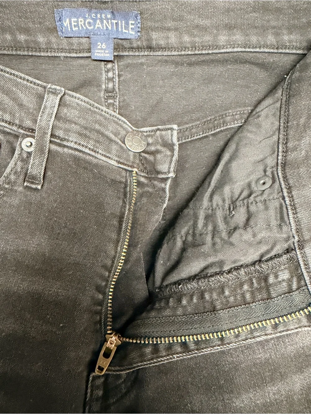 J.Crew Mercantile distressed faded black stretch high rise skinny jeans 26